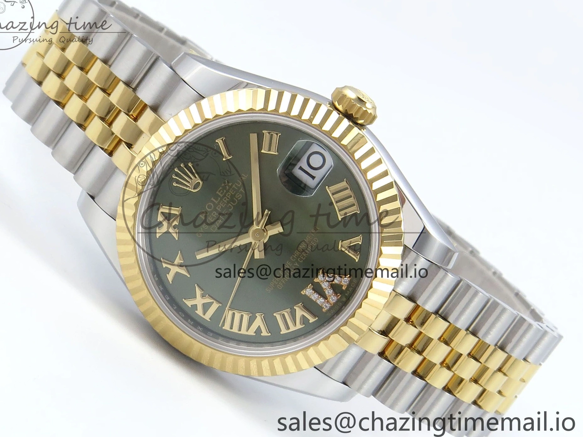1221 DateJust 31 278273 ARF 1:1 Best Edition 904L Steel Green Roman Diamonds Dial on SS YG Jubilee Bracelet ETA Flexible 572